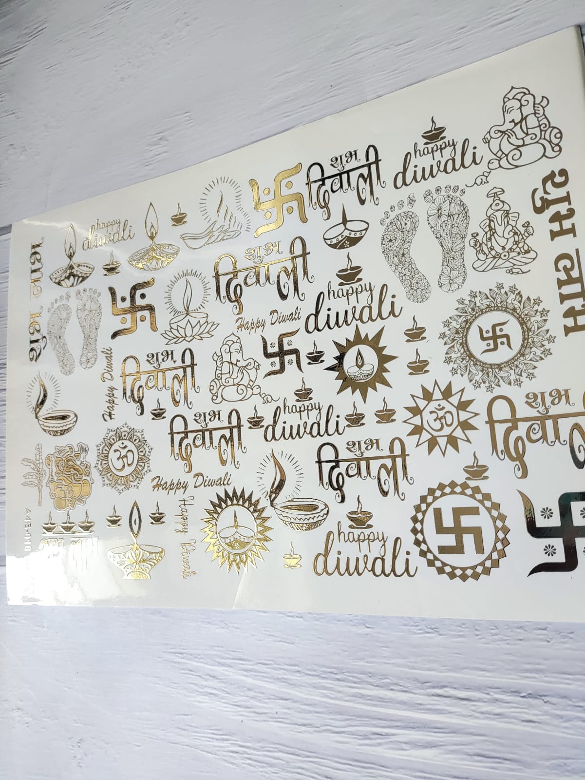 Diwali Embossed Sticker Sheet A4 -D08