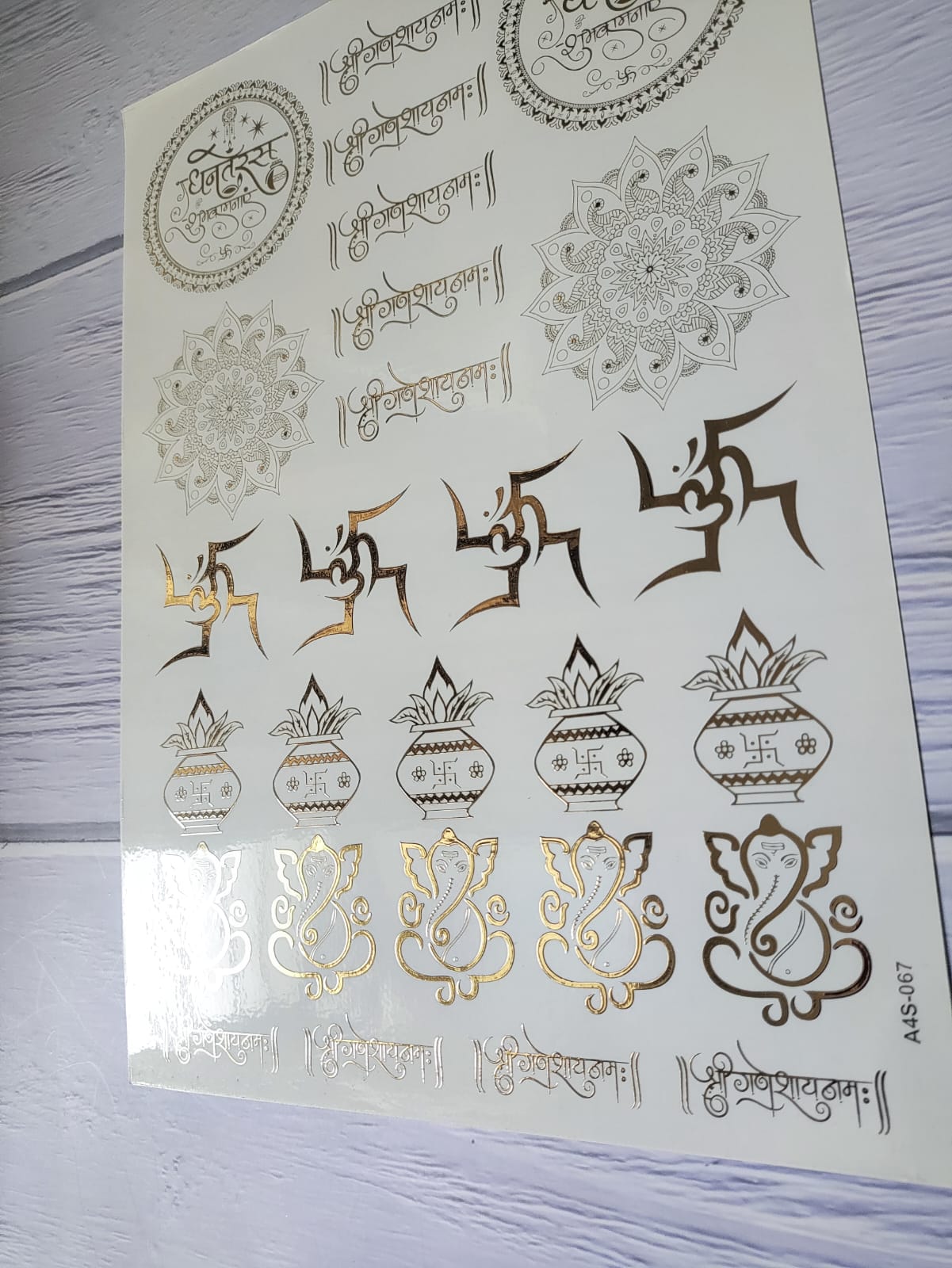 Diwali Embossed Sticker Sheet A4 -D07