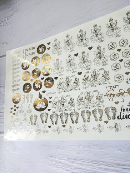 Diwali Embossed Sticker Sheet A4 -D03