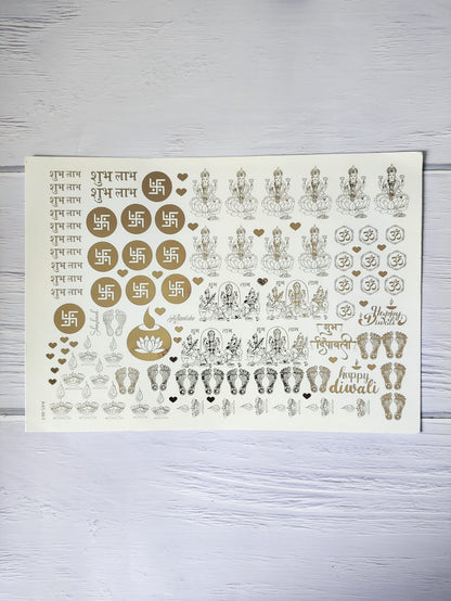 Diwali Embossed Sticker Sheet A4 -D03