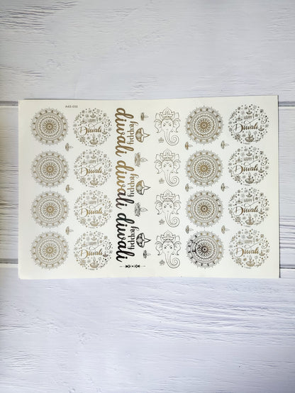 Diwali Embossed Sticker Sheet A4 -D02