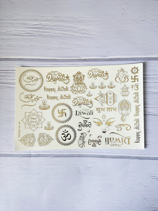 Diwali embossed sticker sheet A5 - D45