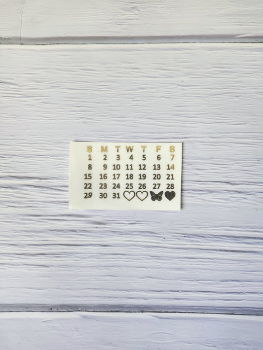 Small Calendar Metal Sticker