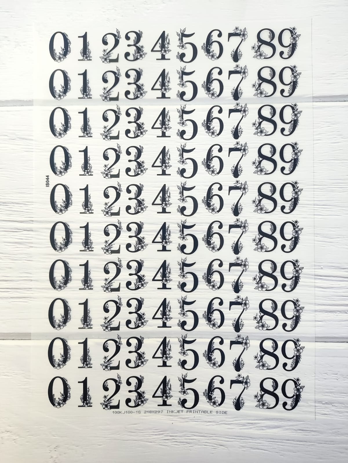 Numbers Insert sheet A4 - D19