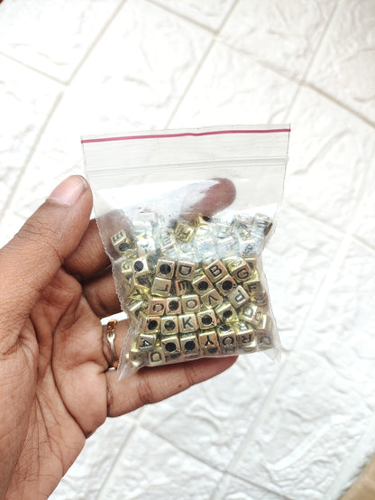 Square Gold Alphabet Beads - 20g