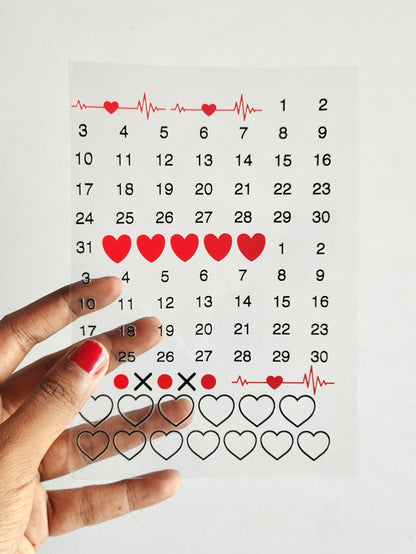 Calendar UV DTF Stickers - D97
