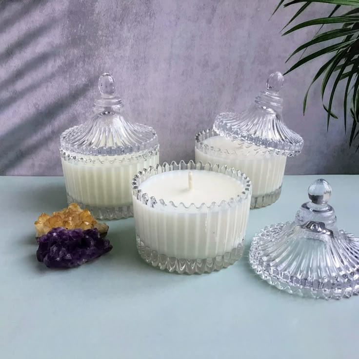 Diamond Cut Candle Small Jar with Lid