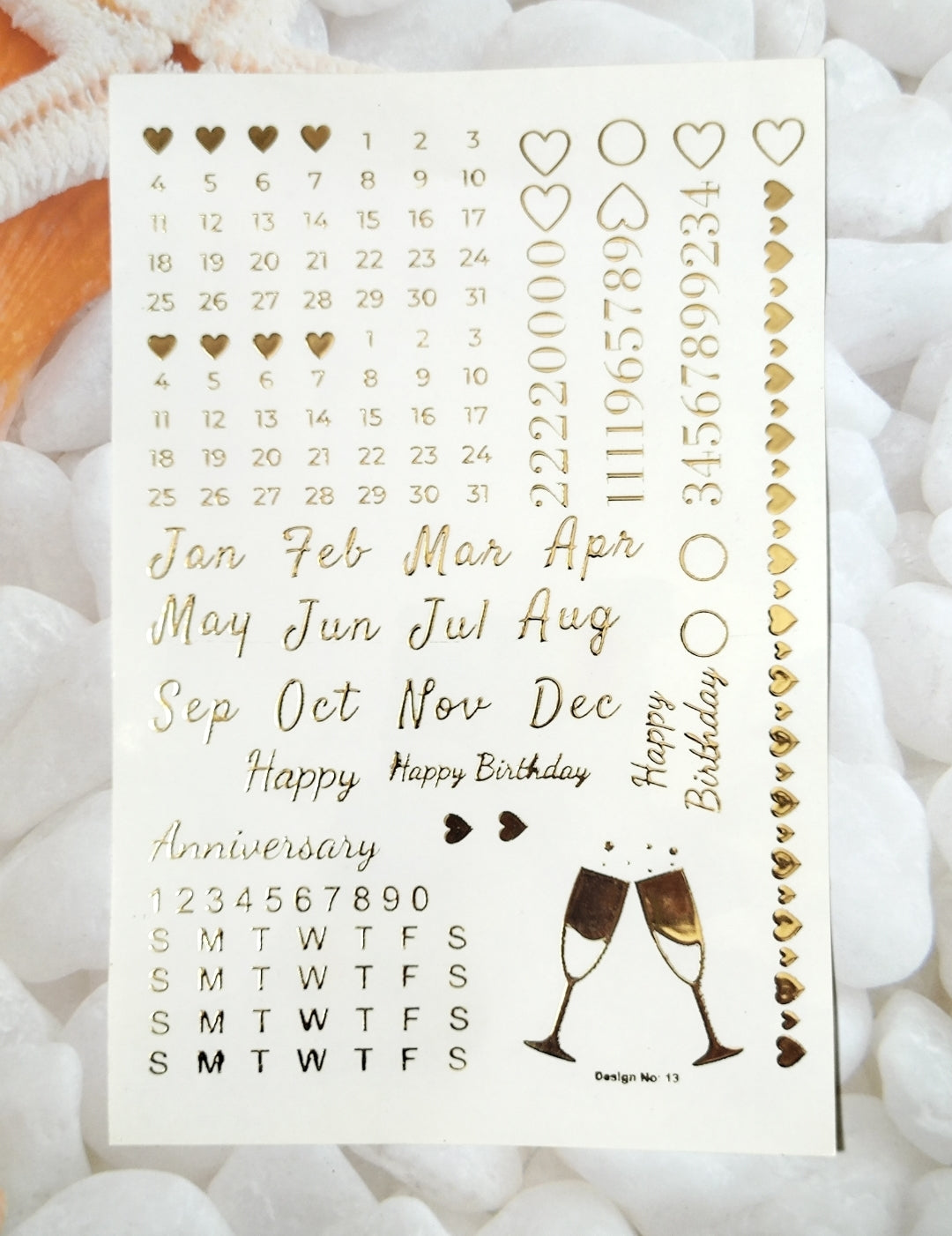 Calendar Embossed Sticker sheet A5 - D6