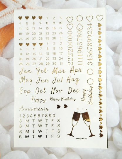 Calendar Embossed Sticker sheet A5 - D6