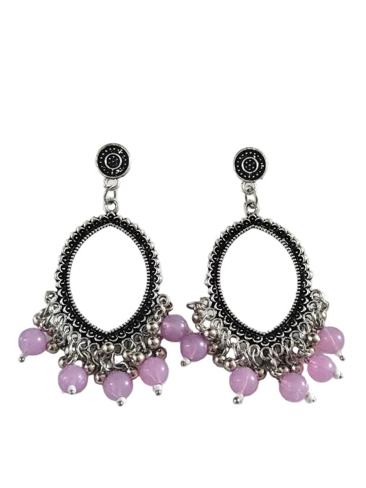 Silver Evil Eye Lavendar Beaded Jhumka Base