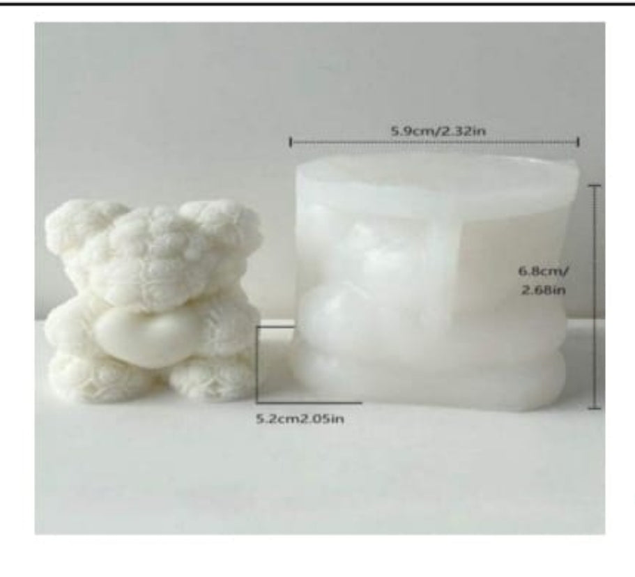 Teddy with Heart Small Candle Mould
