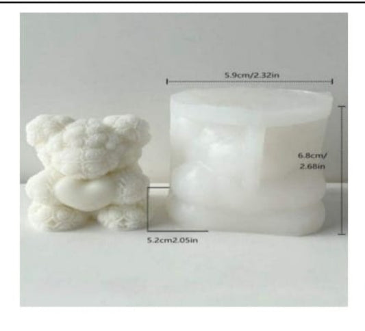 Teddy with Heart Candle Mould