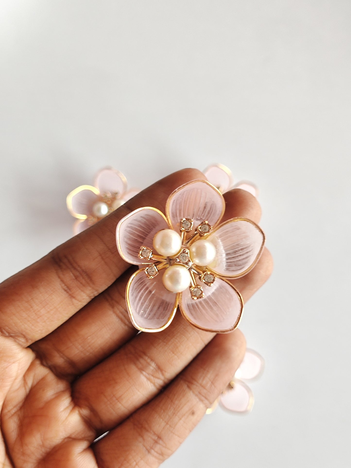 Ready Acrylic Flower L Pink - Pack of 5