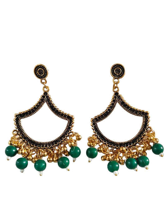 Gold Petal Green Beaded Jhumka Base