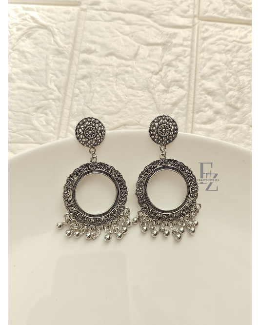 Silver Round 22mm Jhumka Base - 1 Pair