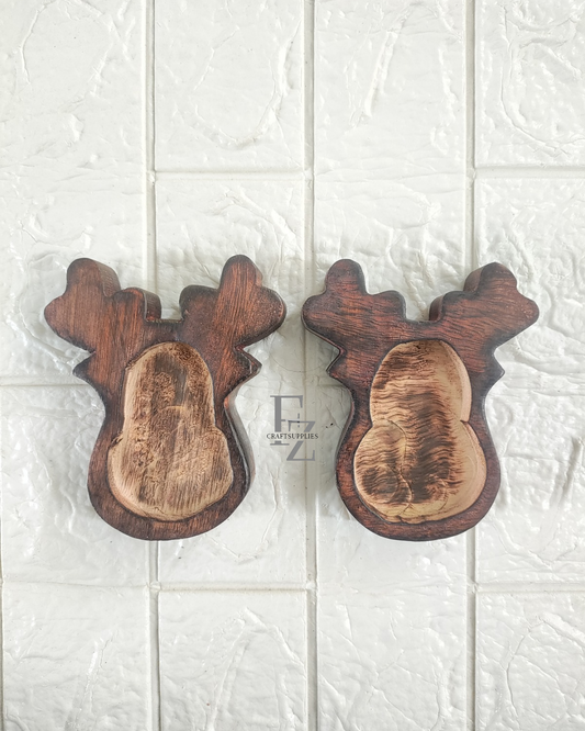 Christmas Reindeer Wooden Bowl for Candle - Small