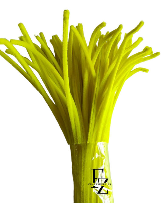 A bundle of bright neon yellow fuzzy pipe cleaners 