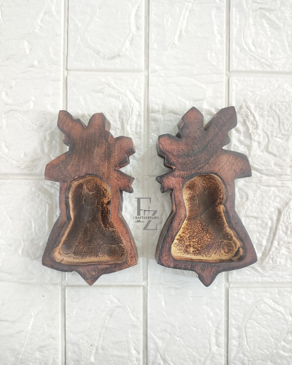 Christmas Bell Wooden Bowl for Candle - Small