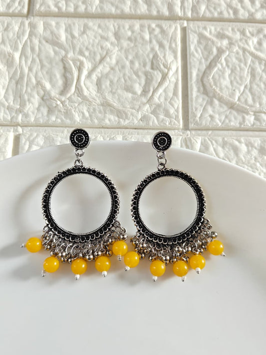 Yellow Round Beaded Jhumka Base