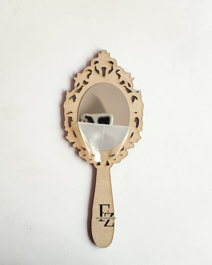 Decorative Oval Hand Mirror Mdf with Silver Acrylic