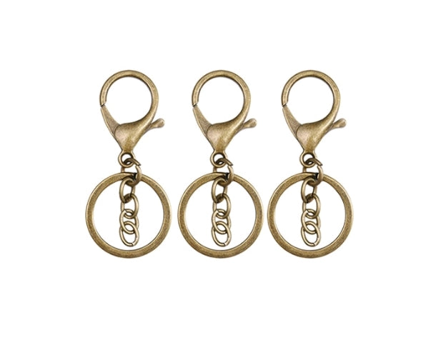 Keychain with Lobster Hooks Bronze - 3 pcs