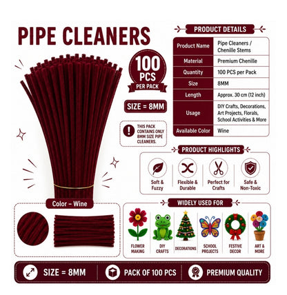 Pipe Cleaner 8MM - Wine