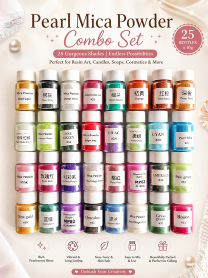 Pearl Mica Powder Combo - Mix of 25 Bottles