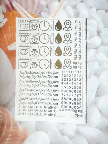 Baby details Embossed Sticker Sheet A5 - D65