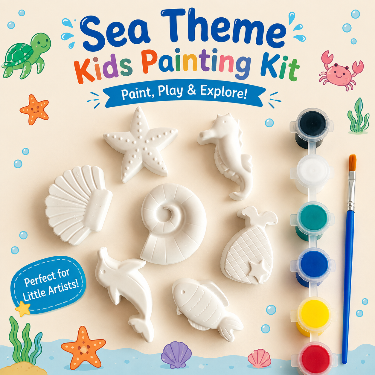 Sea Theme Diy Kids Concrete Painting Kit