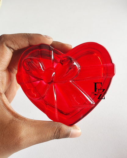 Heart Candle Glass Jar - Red