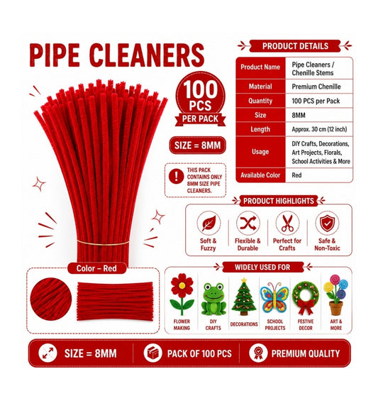 Pipe Cleaner 8MM - Red