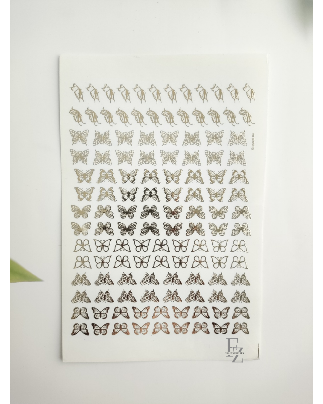 Butterfly Gold Embossed Sticker Sheet A5 - D90