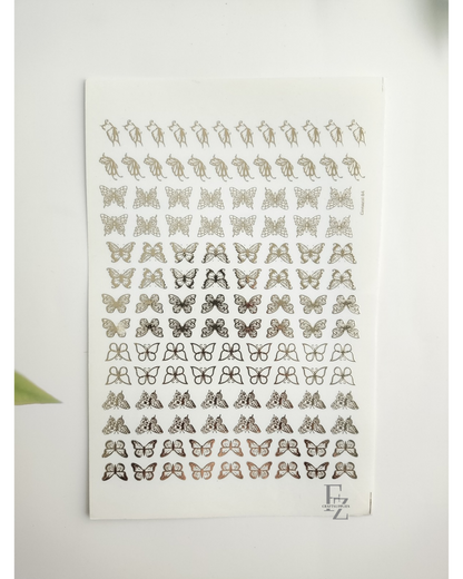 Butterfly Gold Embossed Sticker Sheet A5 - D90