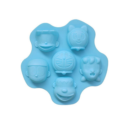 6 Cavity Doremon Anime Character Face Mould for DIY concrete art, Resin, Soap & Candle Making