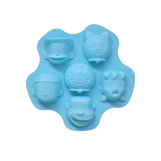6 Cavity Doremon Anime Character Face Mould for DIY concrete art, Resin, Soap & Candle Making