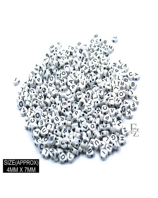 Heart White Alphabet Beads - 20g