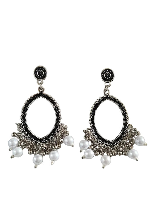 Silver Evil Eye White Beaded Jhumka Base