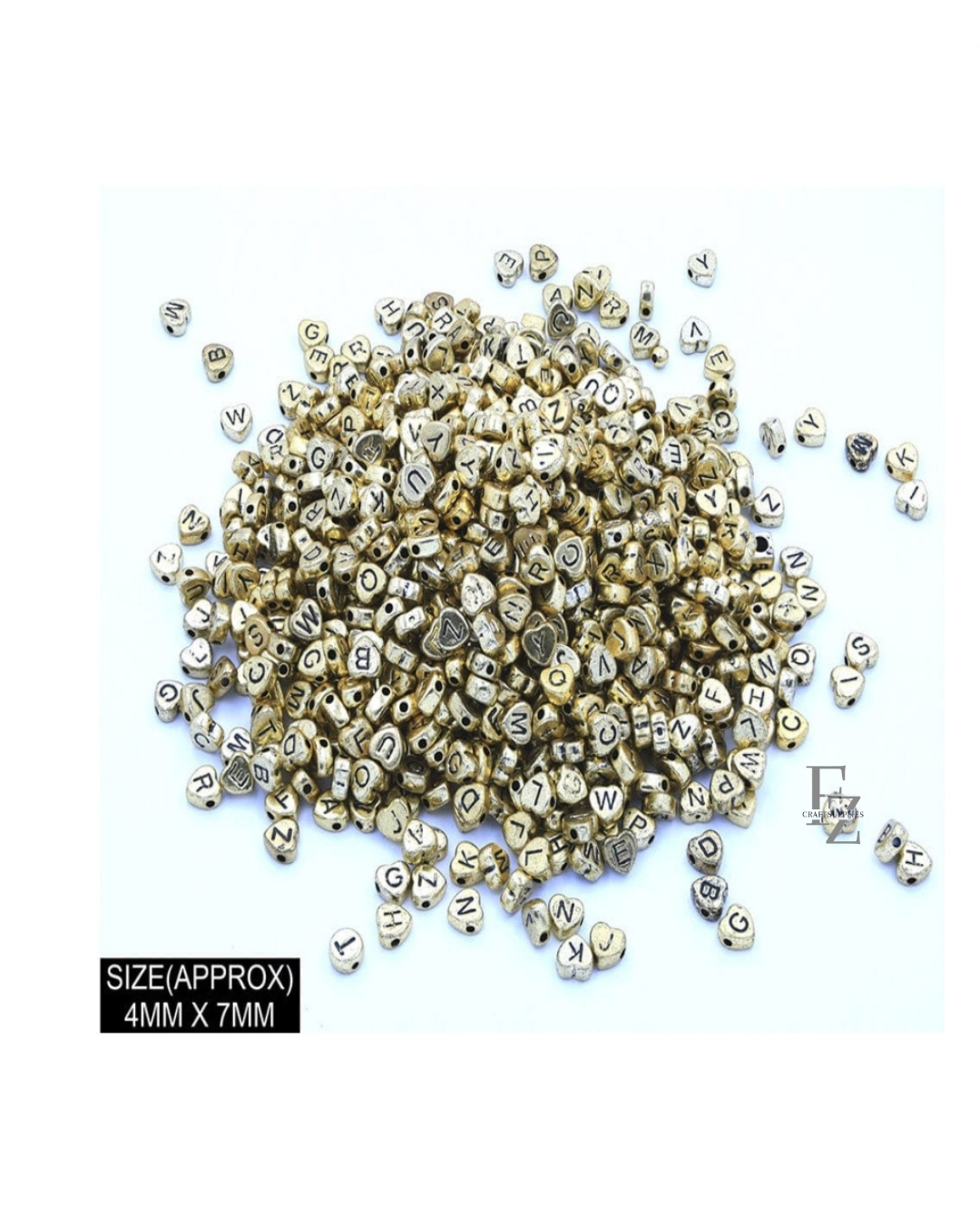 Heart Gold Alphabet Beads - 20g