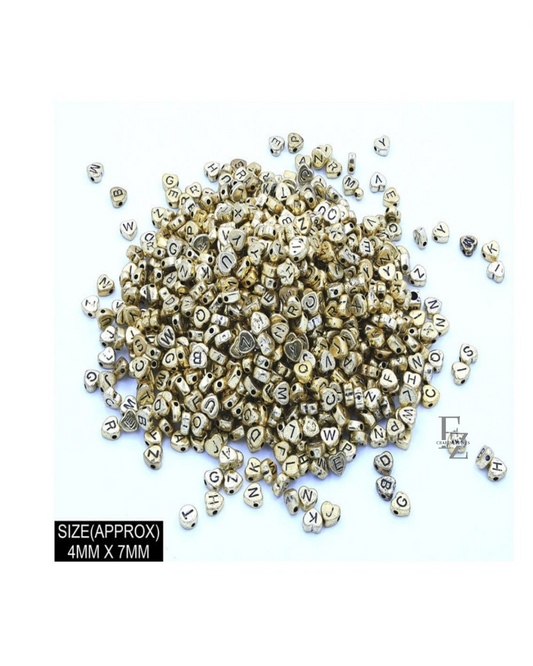 Heart Gold Alphabet Beads - 20g