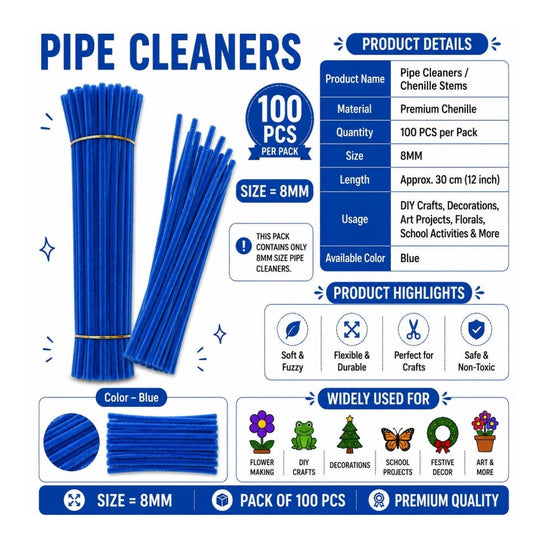 Pipe Cleaner 8MM - Blue