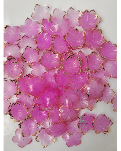 Acrylic 5 Petal Flowers - Rani Pink
