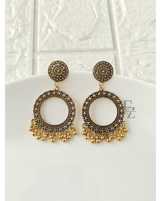 Gold Round 22mm Jhumka Base - 1 Pair