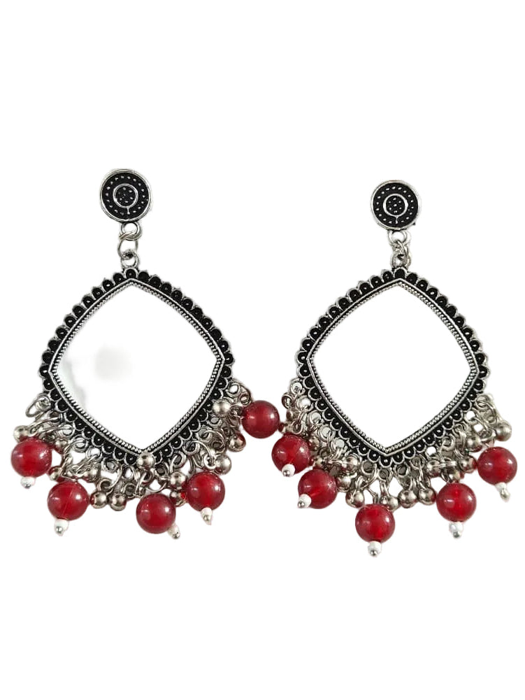 Square Maroon Beaded Jhumka Base