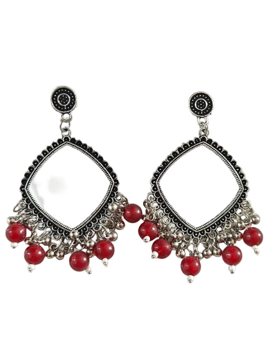 Square Maroon Beaded Jhumka Base