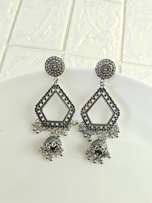 Silver Pentagon Hanging Jhumka Base - 1 Pair