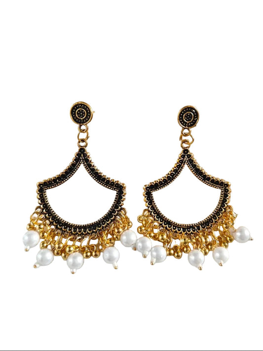 Gold Petal White Beaded Jhumka Base