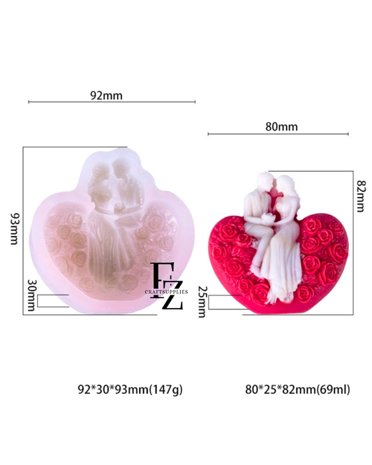 Couple Heart Candle Mould