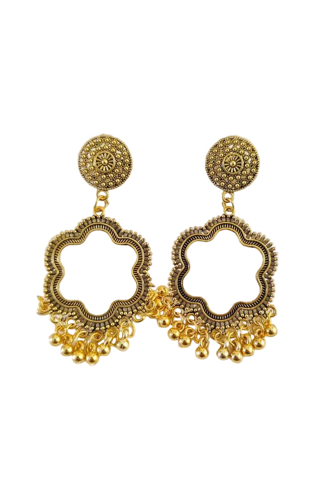 Gold Flower Jhumka Base - 1 Pair
