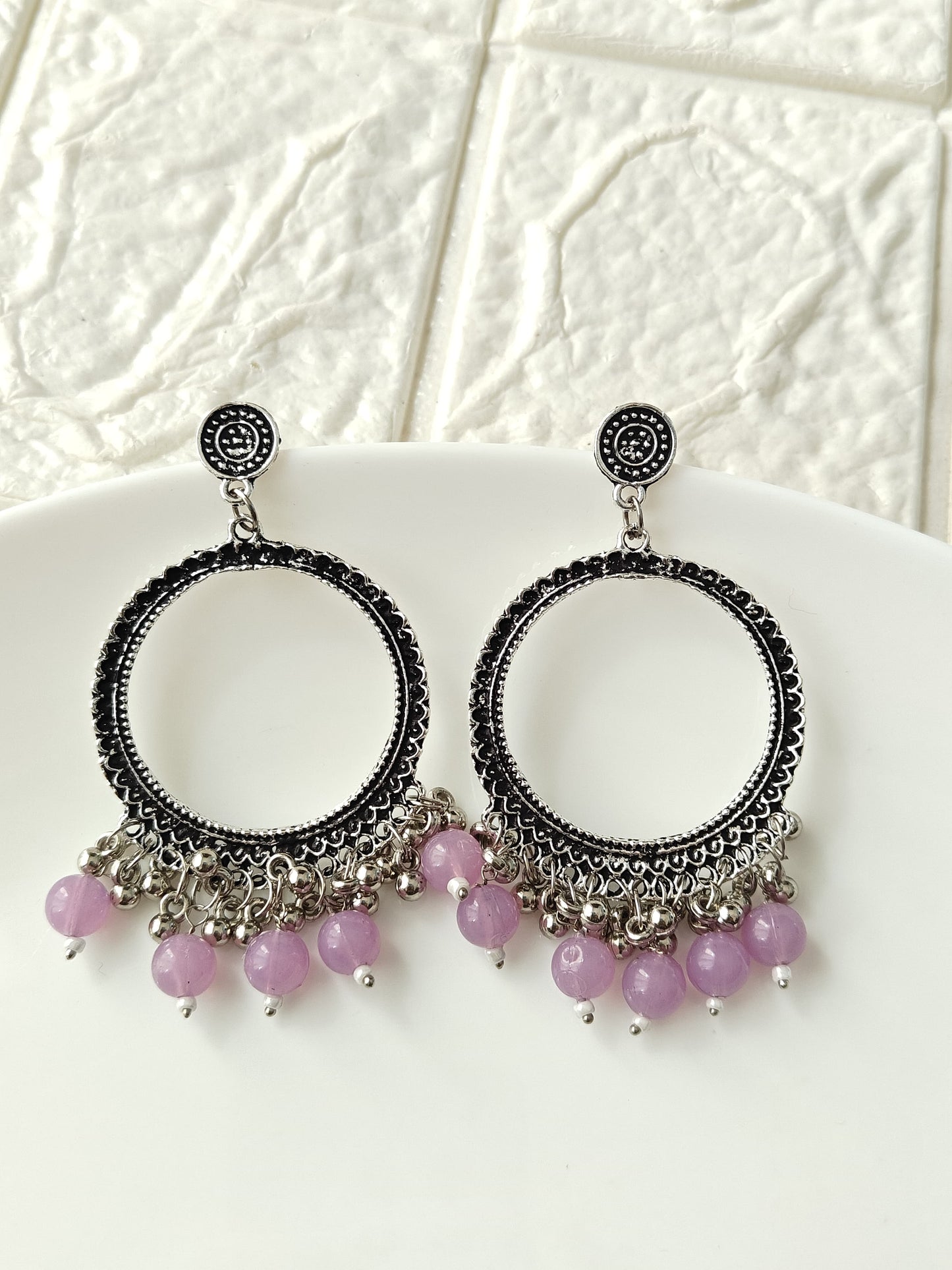 Lavender Round Beaded Jhumka Base