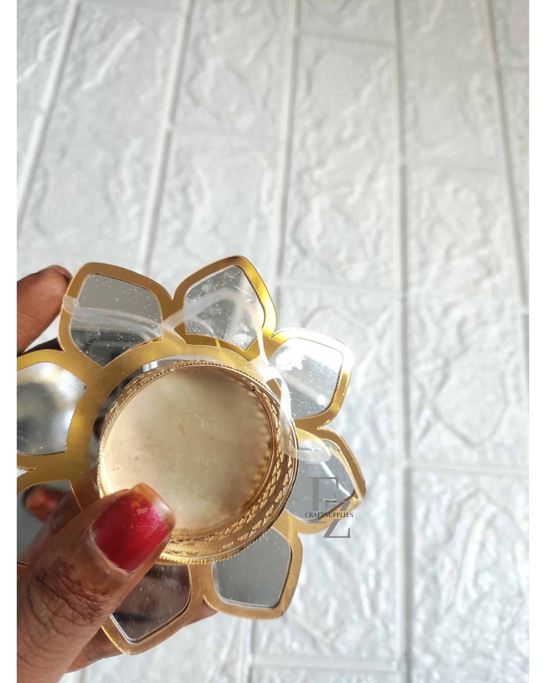 Acrylic Lotus Mirror Candle Holder - 1 Piece